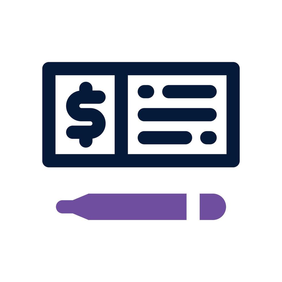 bank check icon. dual tone icon for your website, mobile, presentation, and logo design. vector