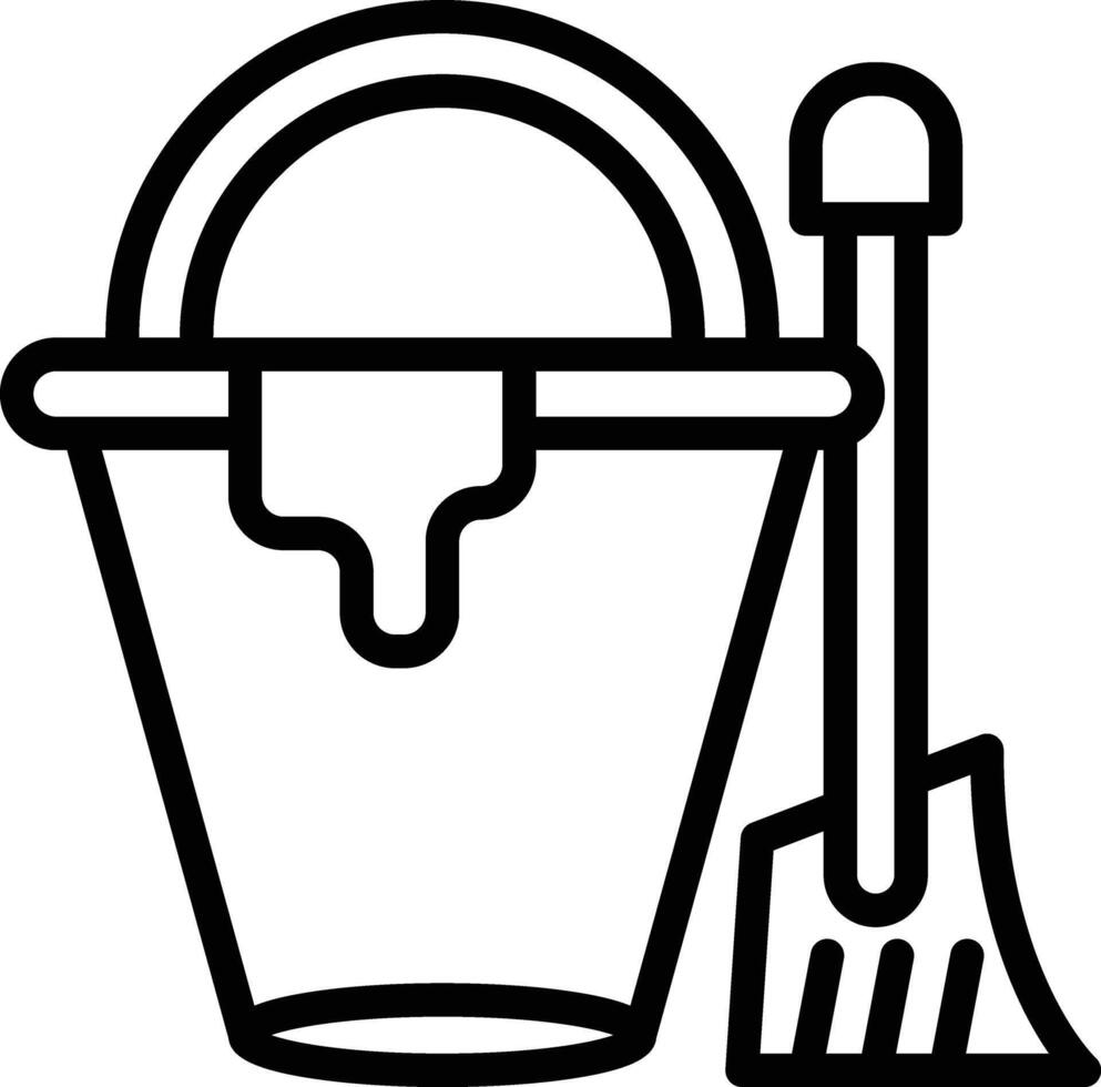 Mop Bucket Line Icon vector
