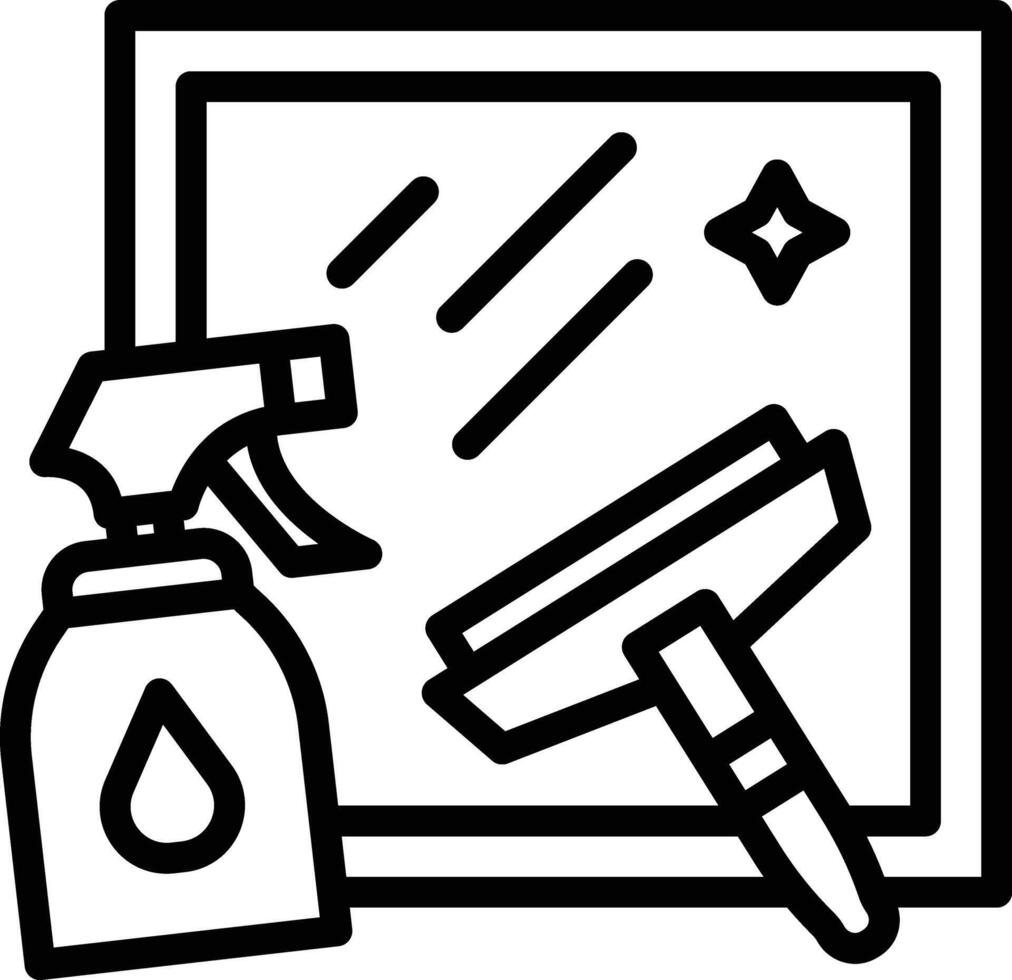 Cleaning Glass Line Icon vector