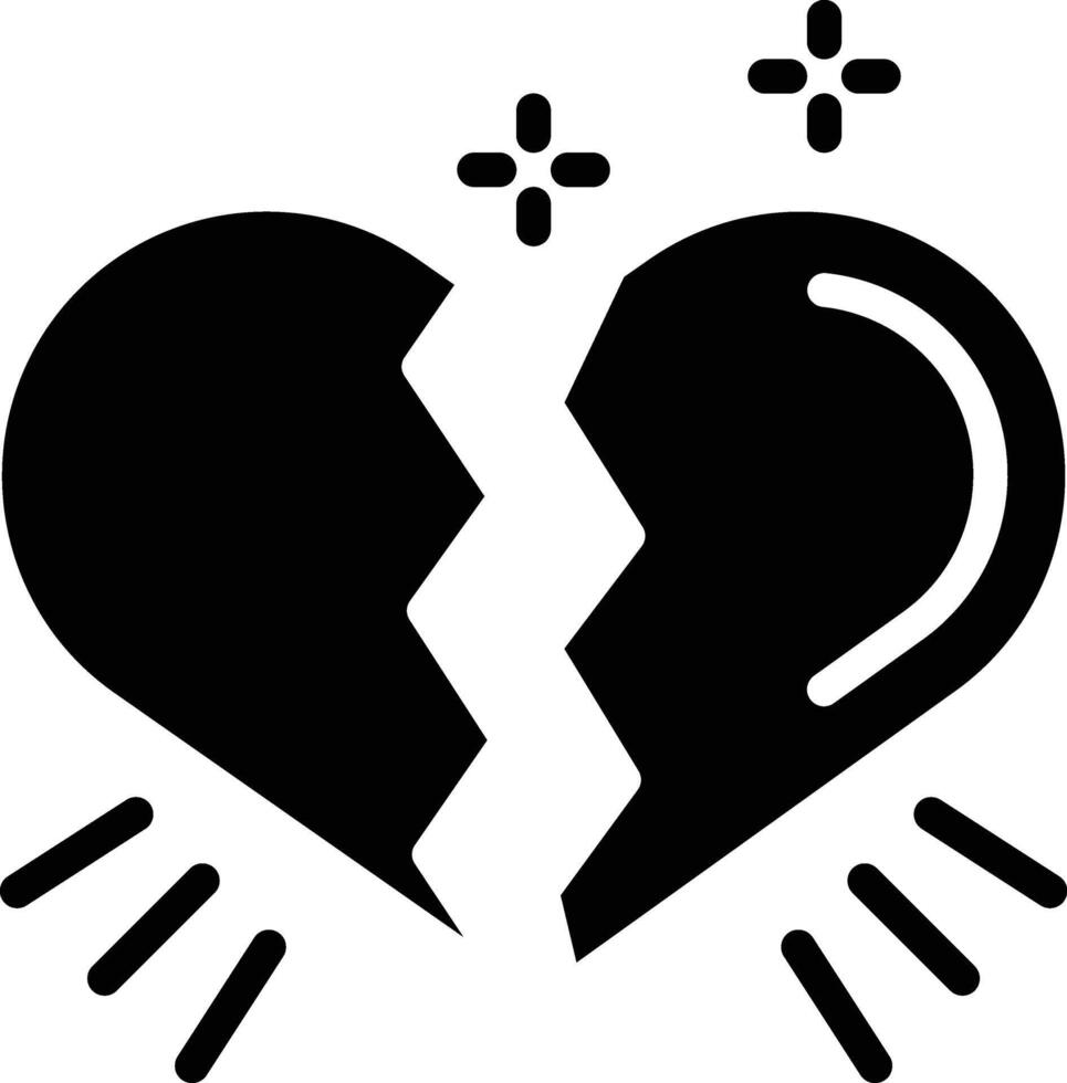 Broken Heart Glyph Icon vector
