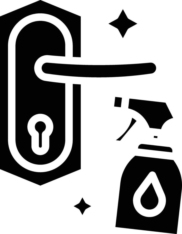 Cleaning Door Handle Glyph Icon vector