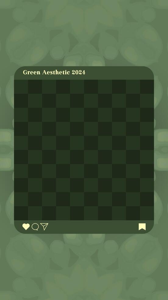 Green aesthetic social media post story template. Vignette dark green background. Complex and intricate design. Visually soothing natural theme. Kaleidoscope pattern. Easy-to-use customizable layout. vector