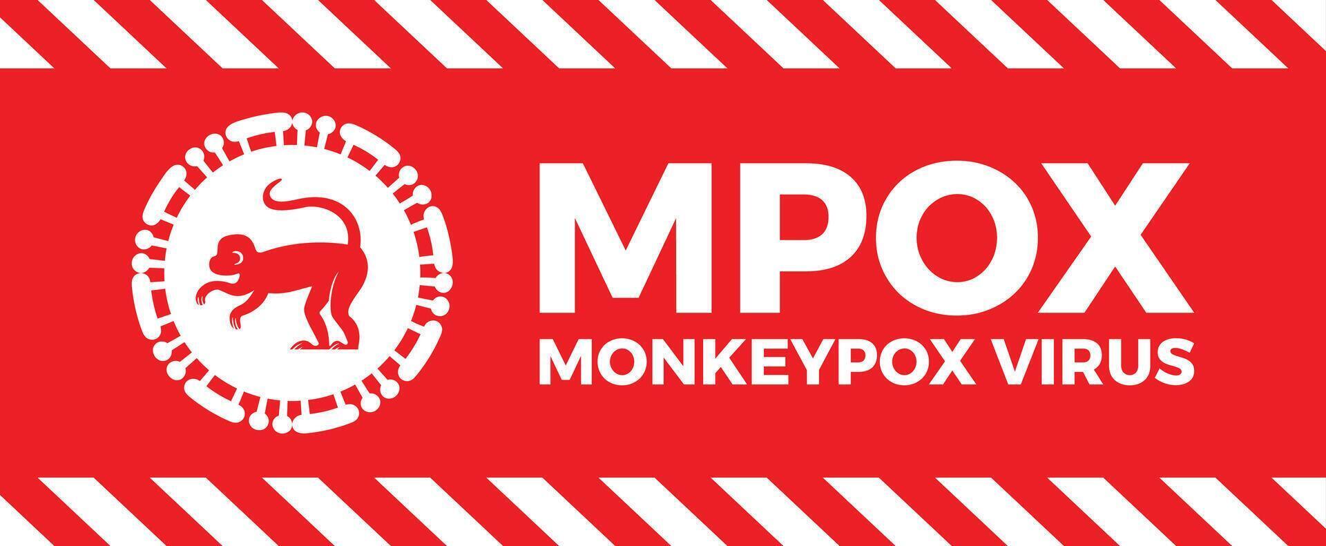 Monkeypox virus image, smallpox viruses. Medical banner illustrating Monkeypox virus on a red background, showing its concept, . for medical brochures, flyers, website vector