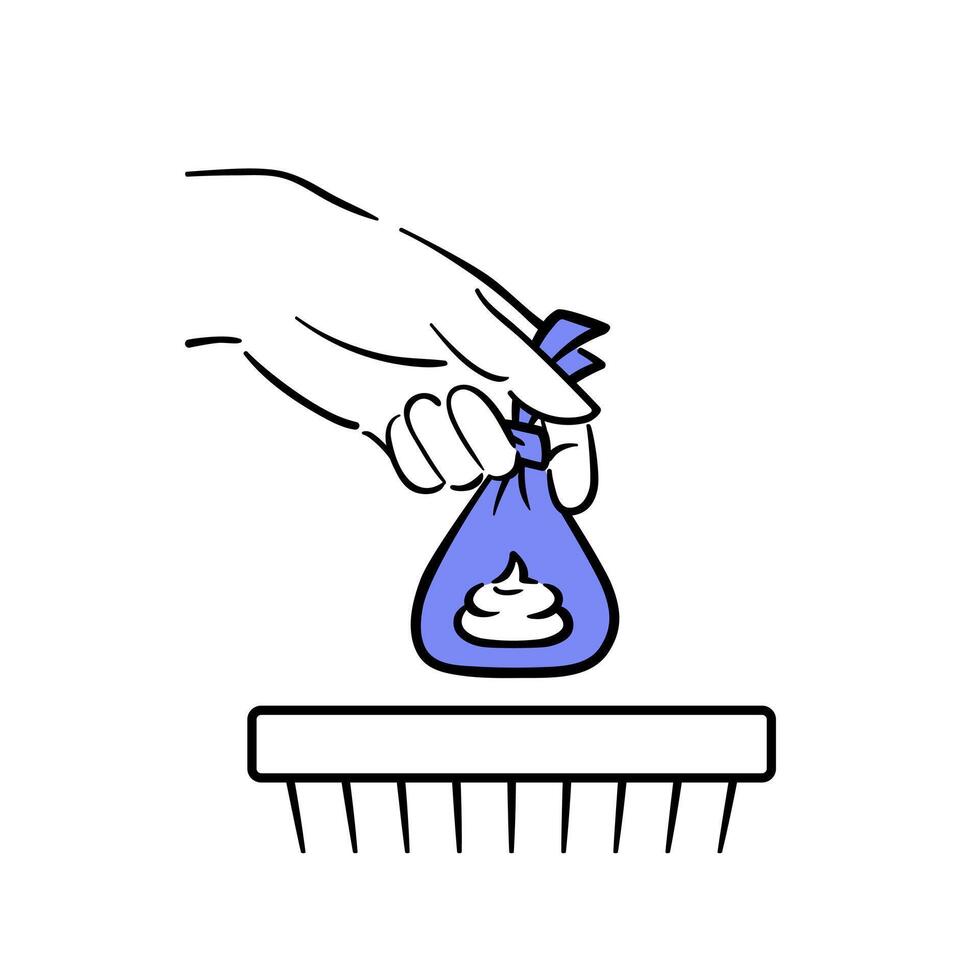 Clean up after your pet. hygienic dog waste bag with poop. A hand throws out trash. Responsible pet ownership concept. For social sign, pet products, advertising vector