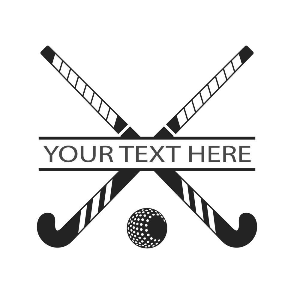 Field hockey logo design with crossed sticks and ball vector