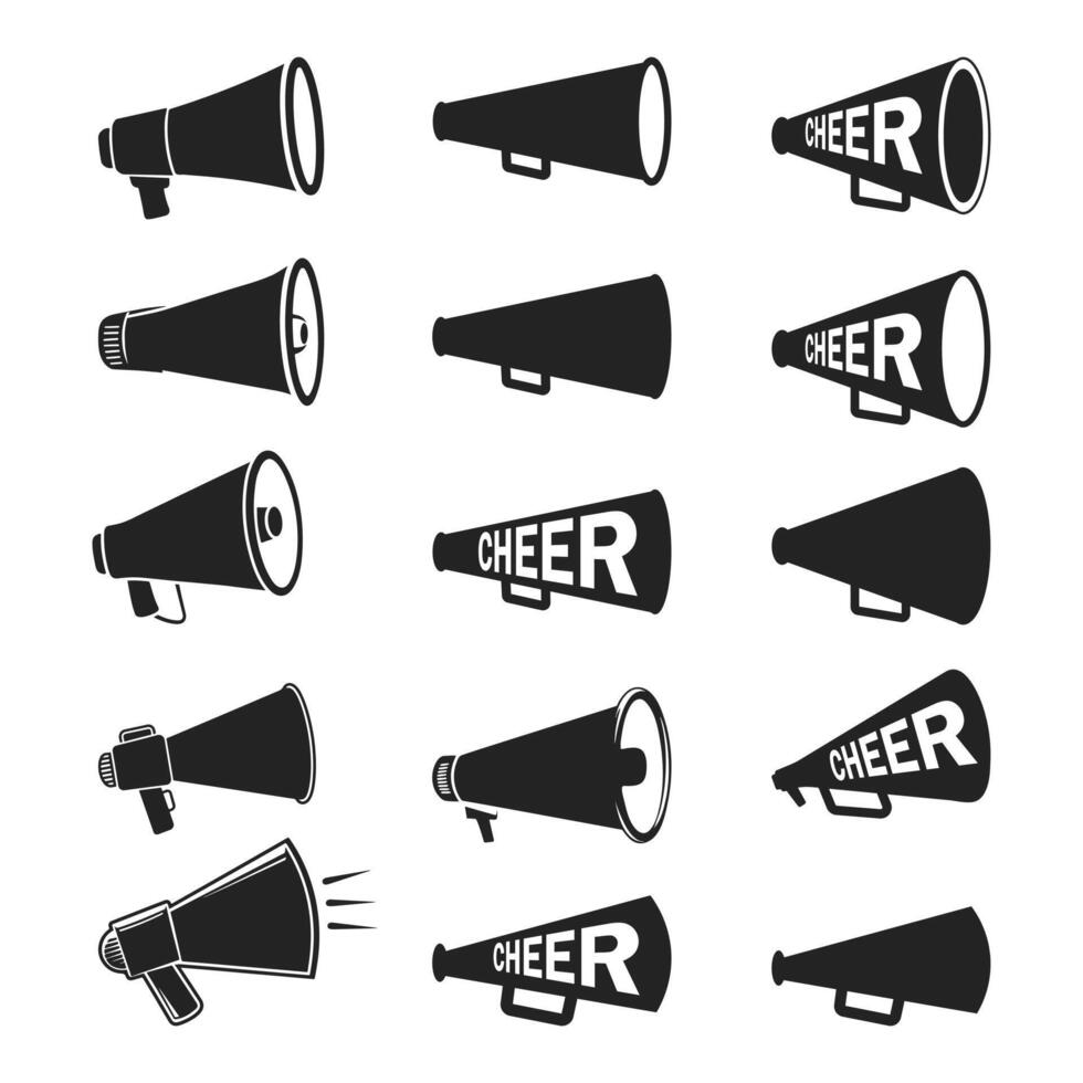 A set of megaphones with the word beer on them vector