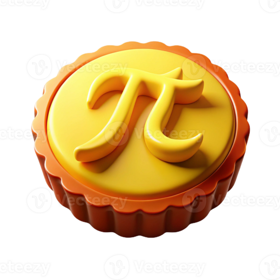 3D Rendered Pi Symbol on Yellow and Orange Background png