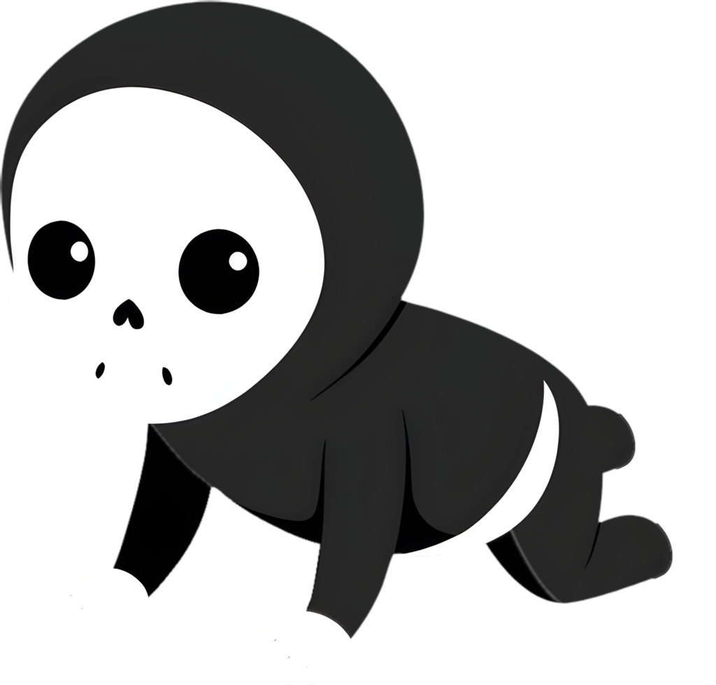 Infant wearing skeleton Halloween costume clipart. . png