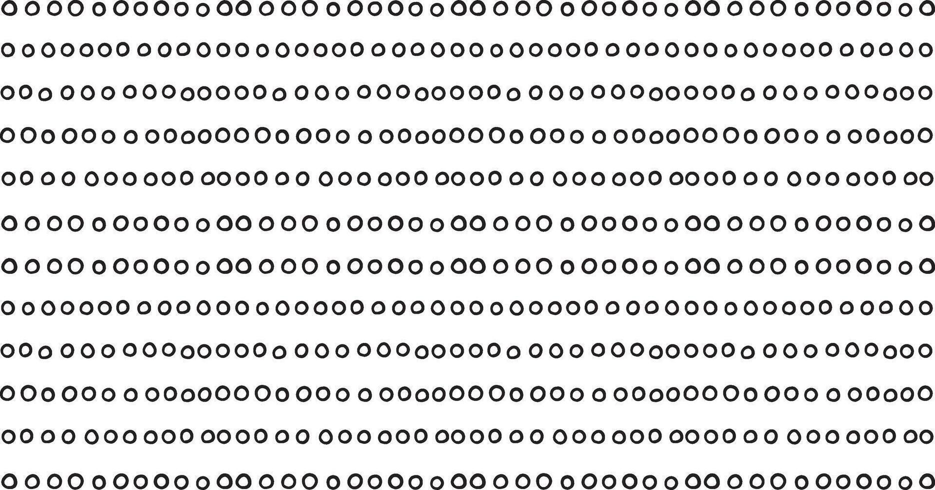 A minimalist pattern of hand drawn circles in rows. vector