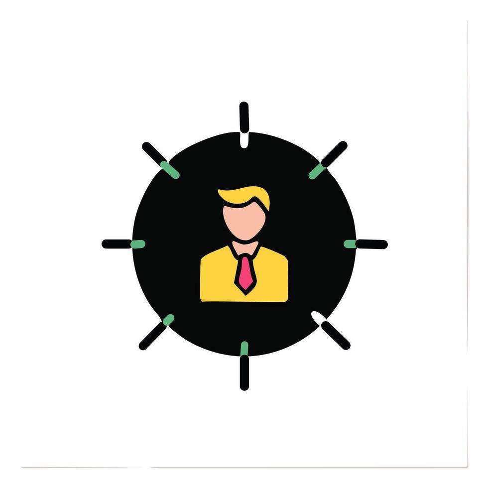 Businessman target icon. Flat style illustration on white background. vector