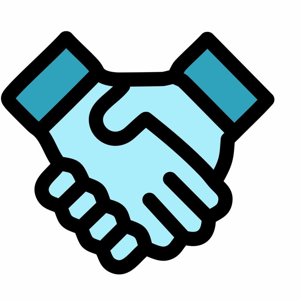 Blue friendship symbol color icon. Handshake illustration. vector