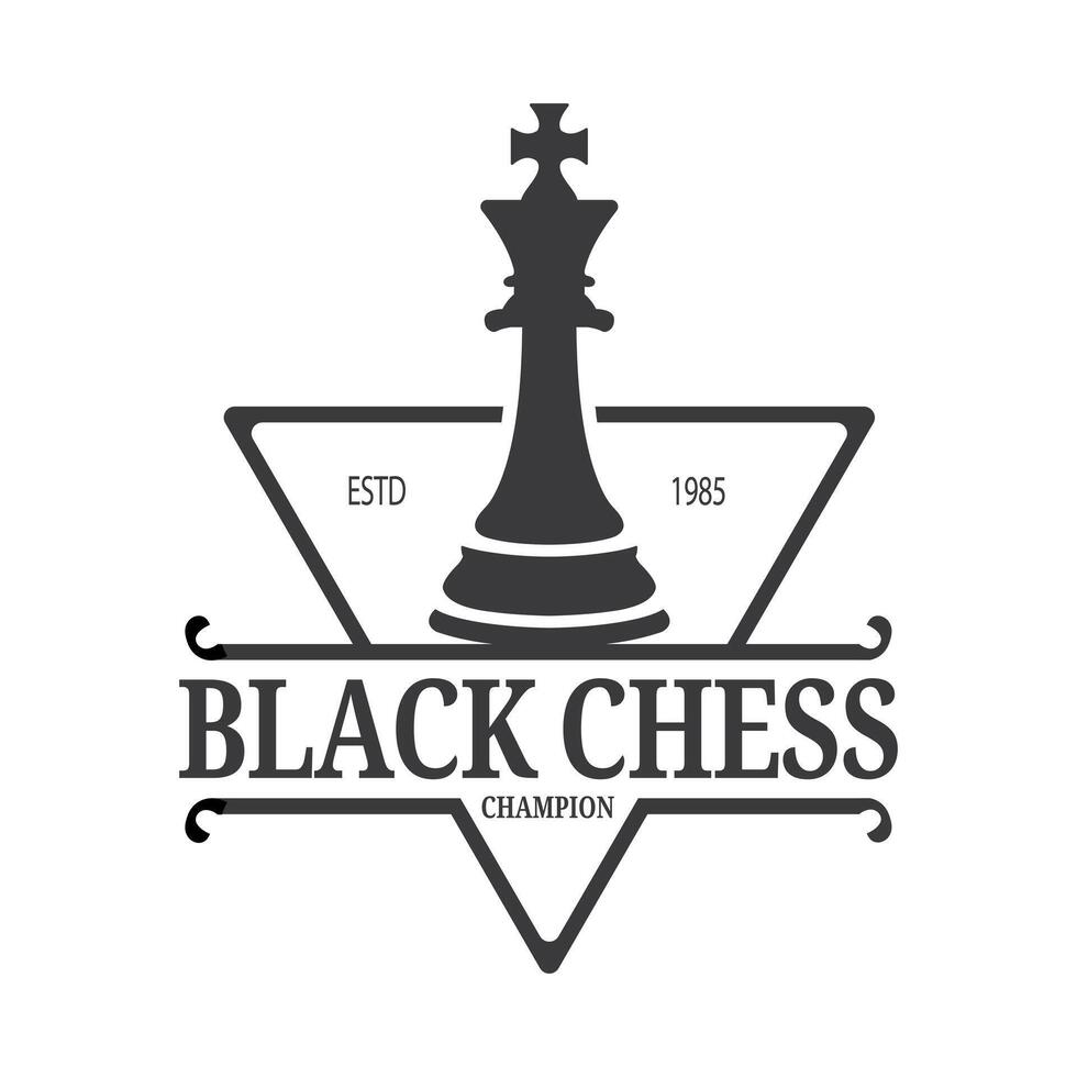 Chess King Game Sport Logo Design with Triangle Symbol Elements Retro Vintage Illustration vector