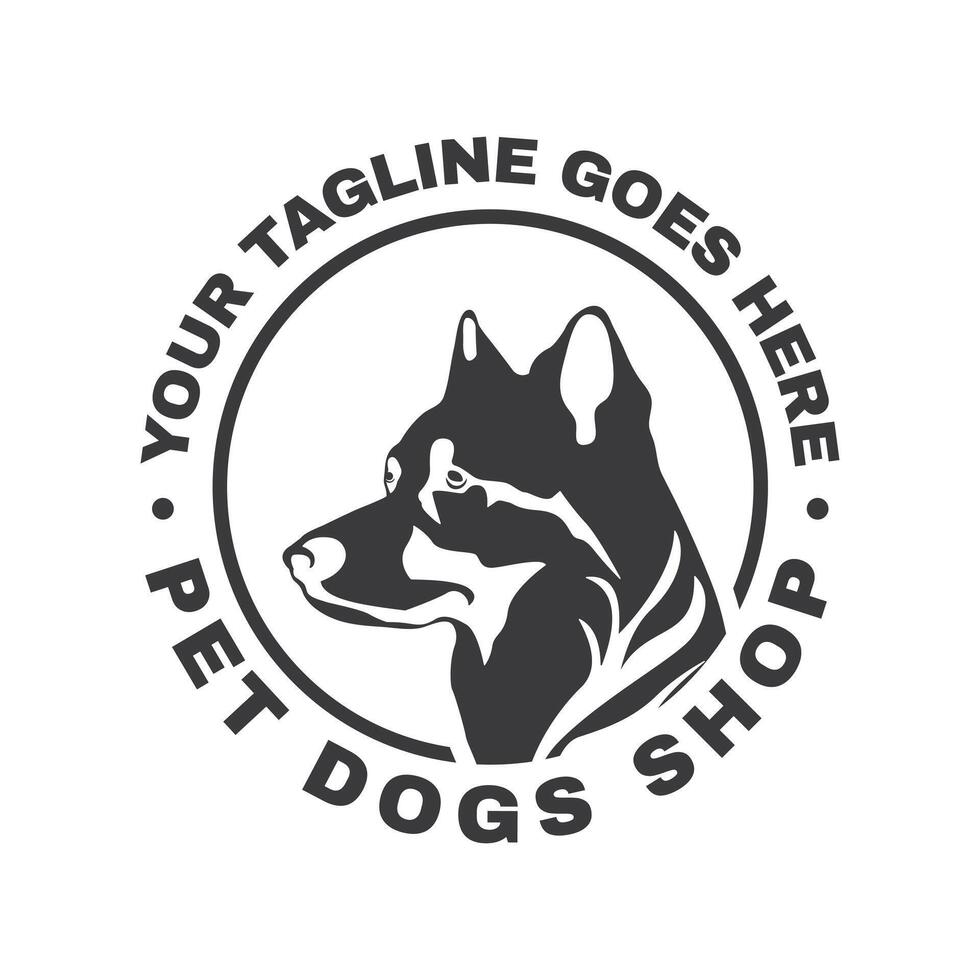 Dog in Circle Simple design logo can be used for Pet business, dog shop, animal grooming service vector