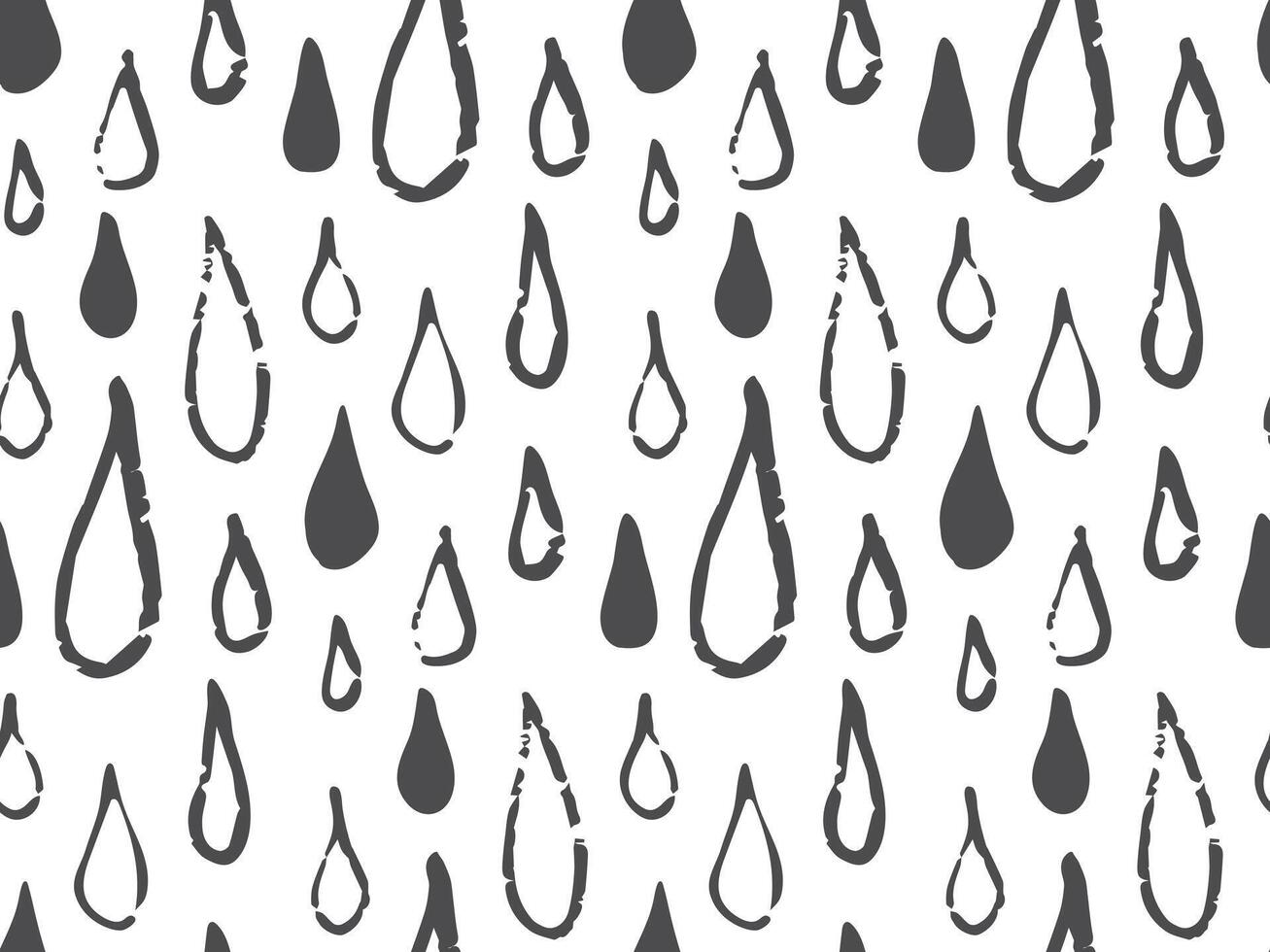 Doodle chalk water drops seamless pattern. Hand drawn crayon sketch illustration of droplets or tears. background for print, apparel, textile vector