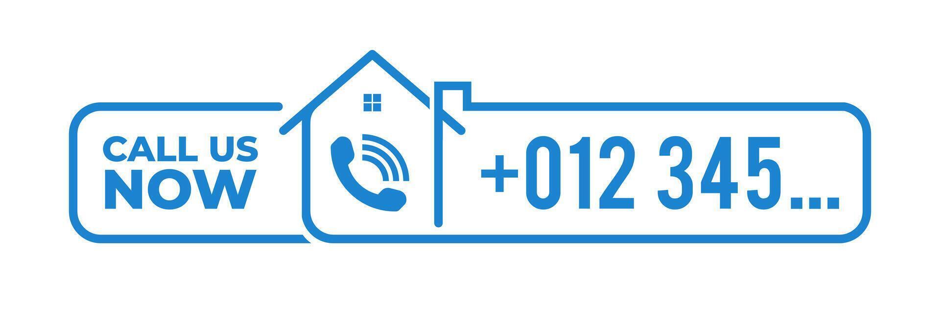Call Us Now. Hotline, 24 hours, customer call service, phone call and house icon with number in line art design for app, website. isolated on white background. illustration vector