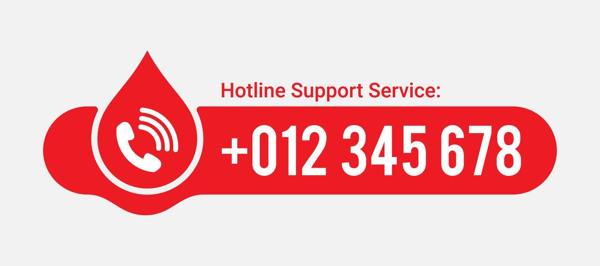 Hotline support service phone number with call icon water drop frame background. Illustration vector