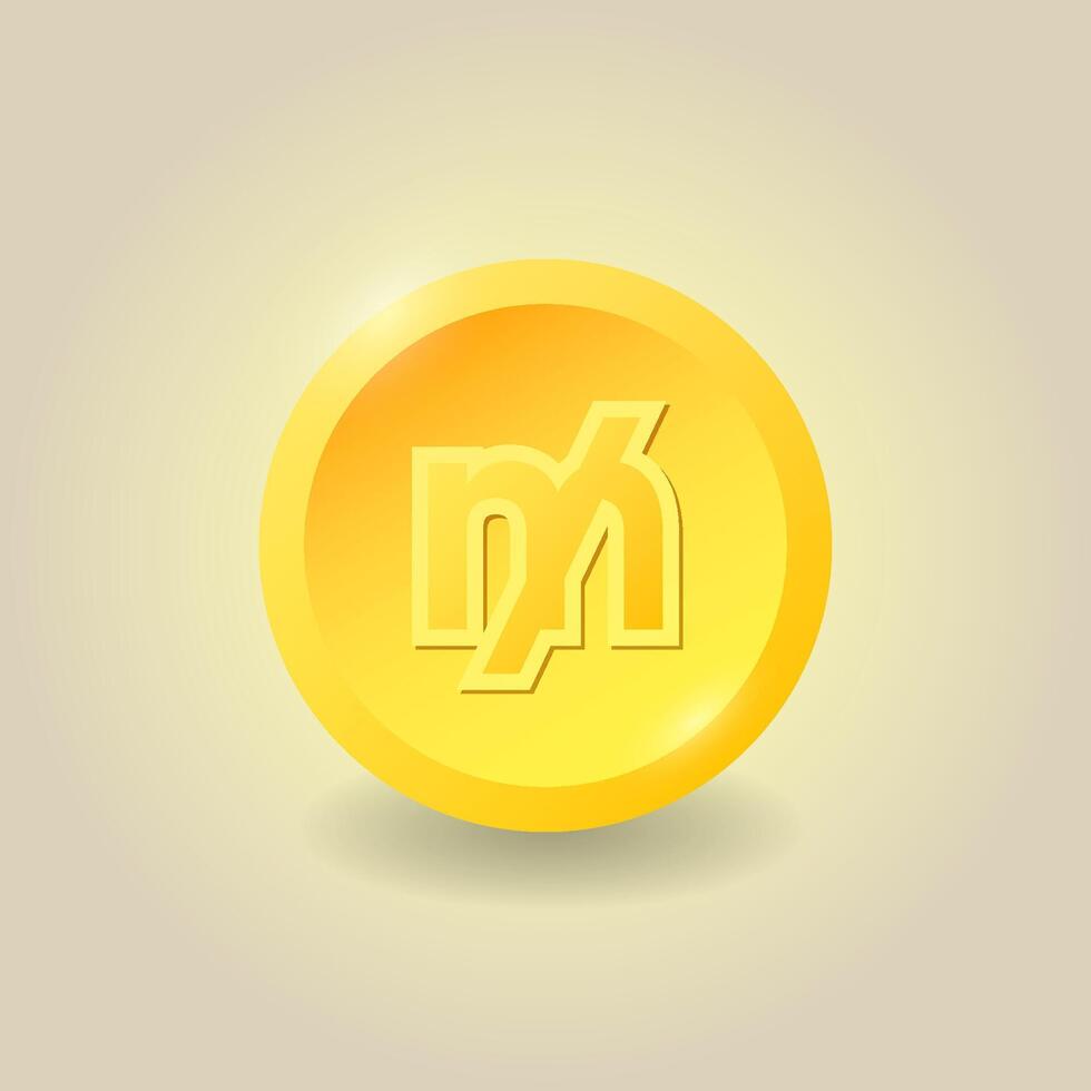 Mill golden coin sign. illustration. vector