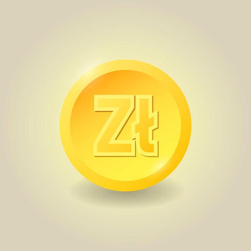 Polish zloty currency gold coin. illustration. Infographics for websites and mobile applications. vector