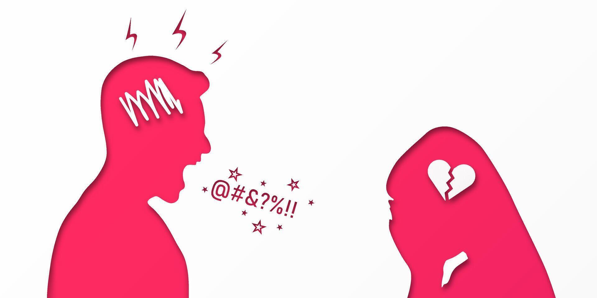 The man yells at the woman. The woman is crying. Relationship problem. Conflicts. Misunderstanding. Understand opinion. Treason. Broken love. The concept of a quarrel between loved ones. . vector