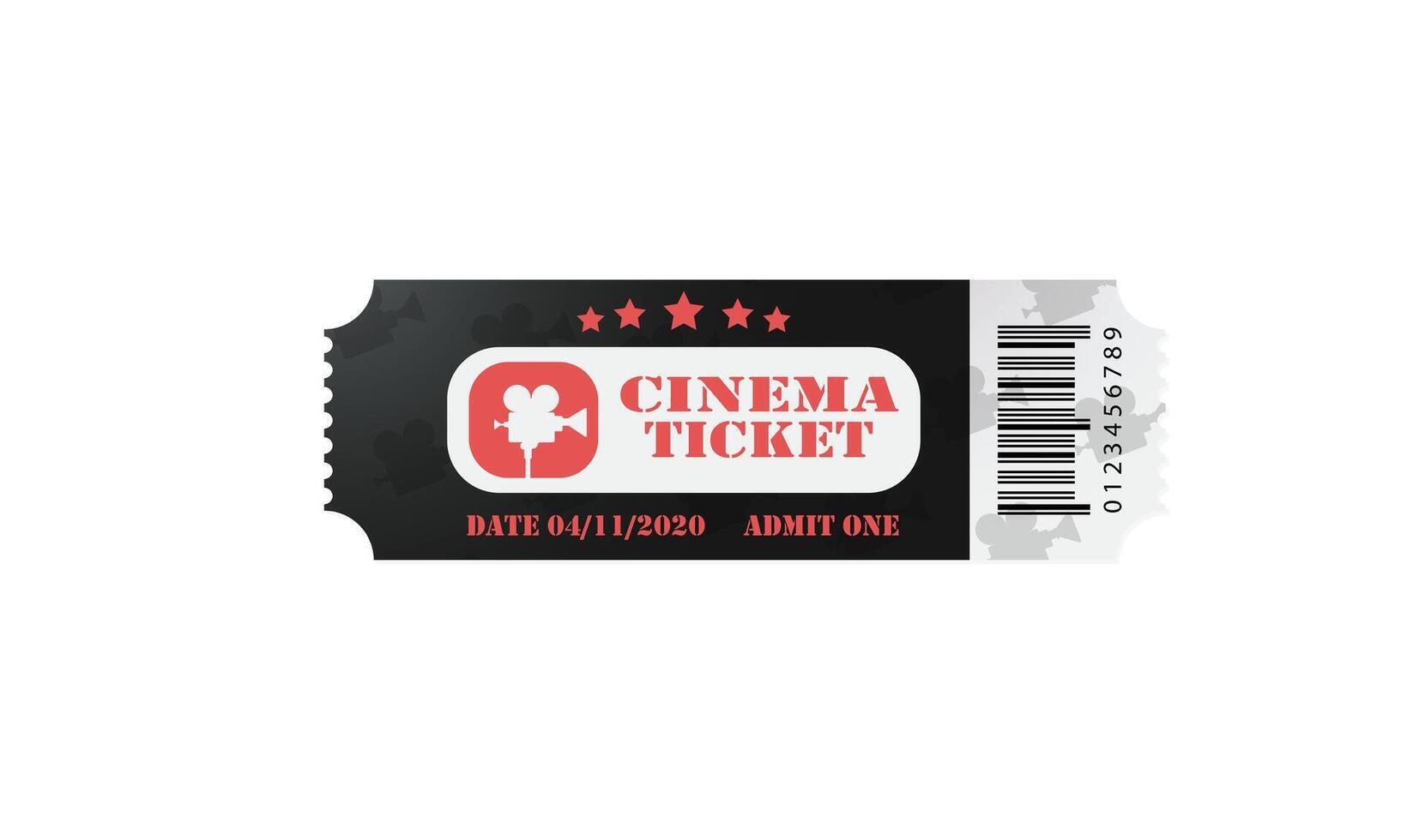 Vintage ticket template on dark background with white accents. For cinema, excursion routes, retro parties and clubs and other projects. Just add your own text. illustration vector