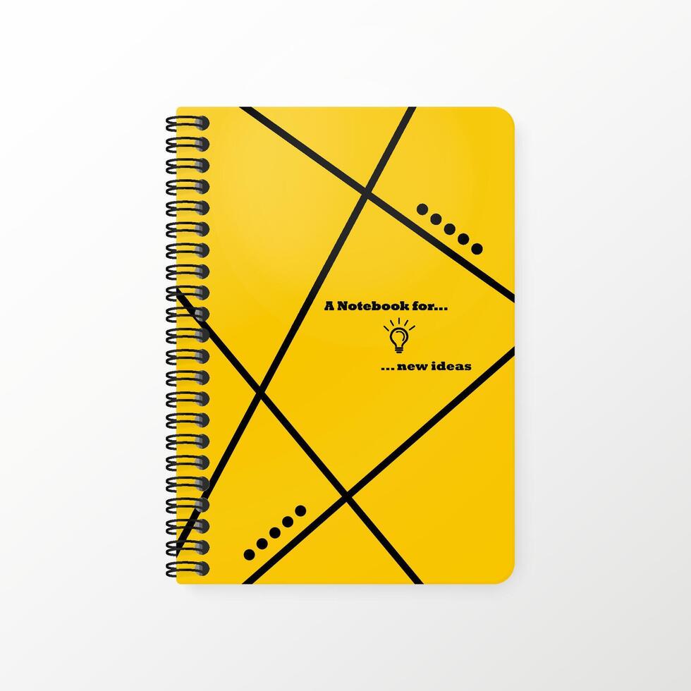 Yellow notepad with a spiral spring on a white isolated background. Corporate style yellow notepad mockup with shadow. illustration. Realism 3d. School book for notes vector