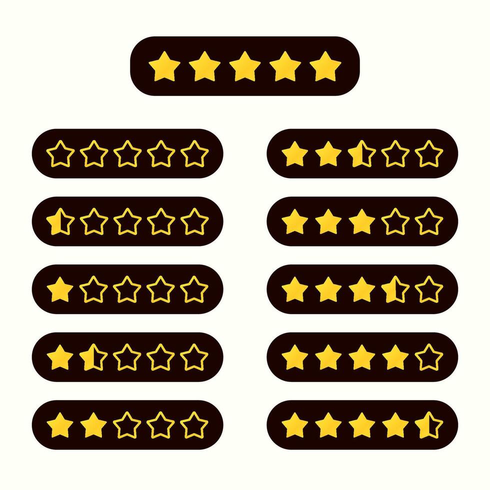 Set of rating gold stars on a black background. Feedback rating. Five gold stars. Infographic elements for website or application. illustration. vector