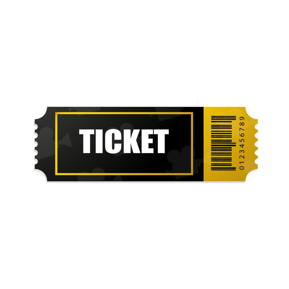 Vintage ticket template on dark background with yellow accents. For excursion routes, retro parties and clubs and other projects. Just add your own text. , can be used for printing. vector
