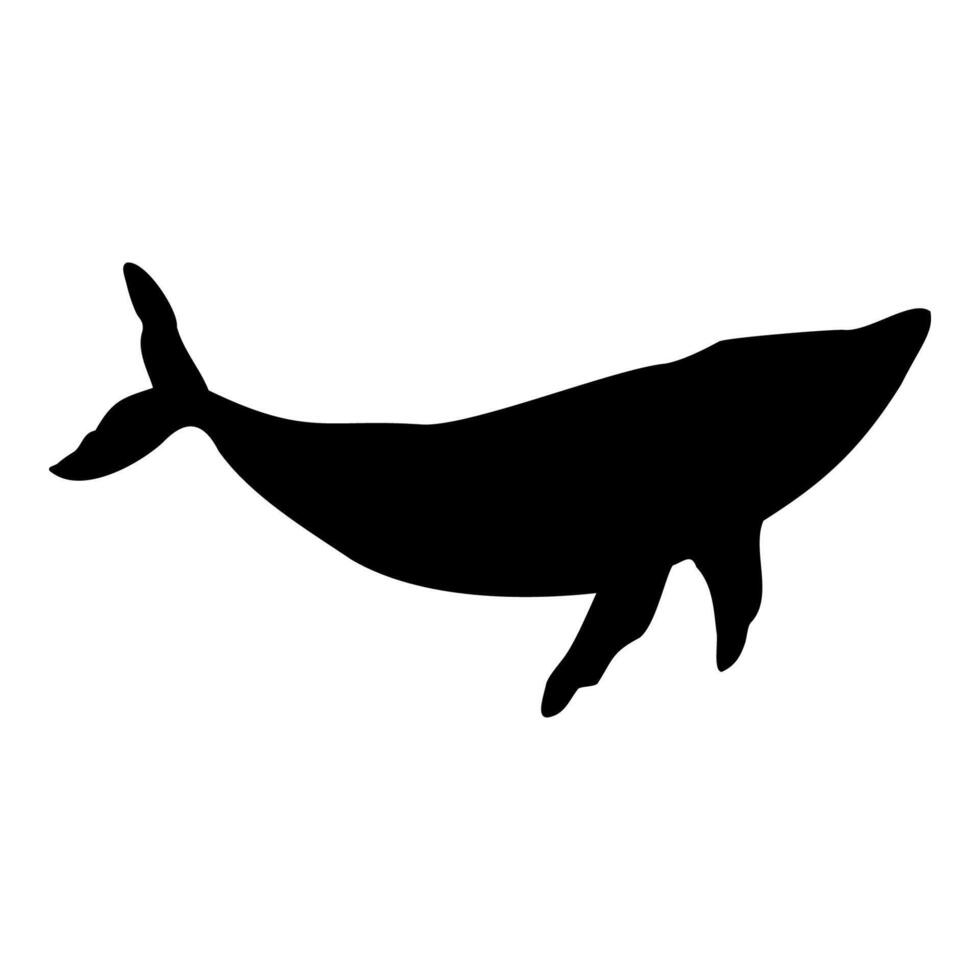 Blue whale isolated black silhouette. Marine animal. White background. illustration clipart. vector
