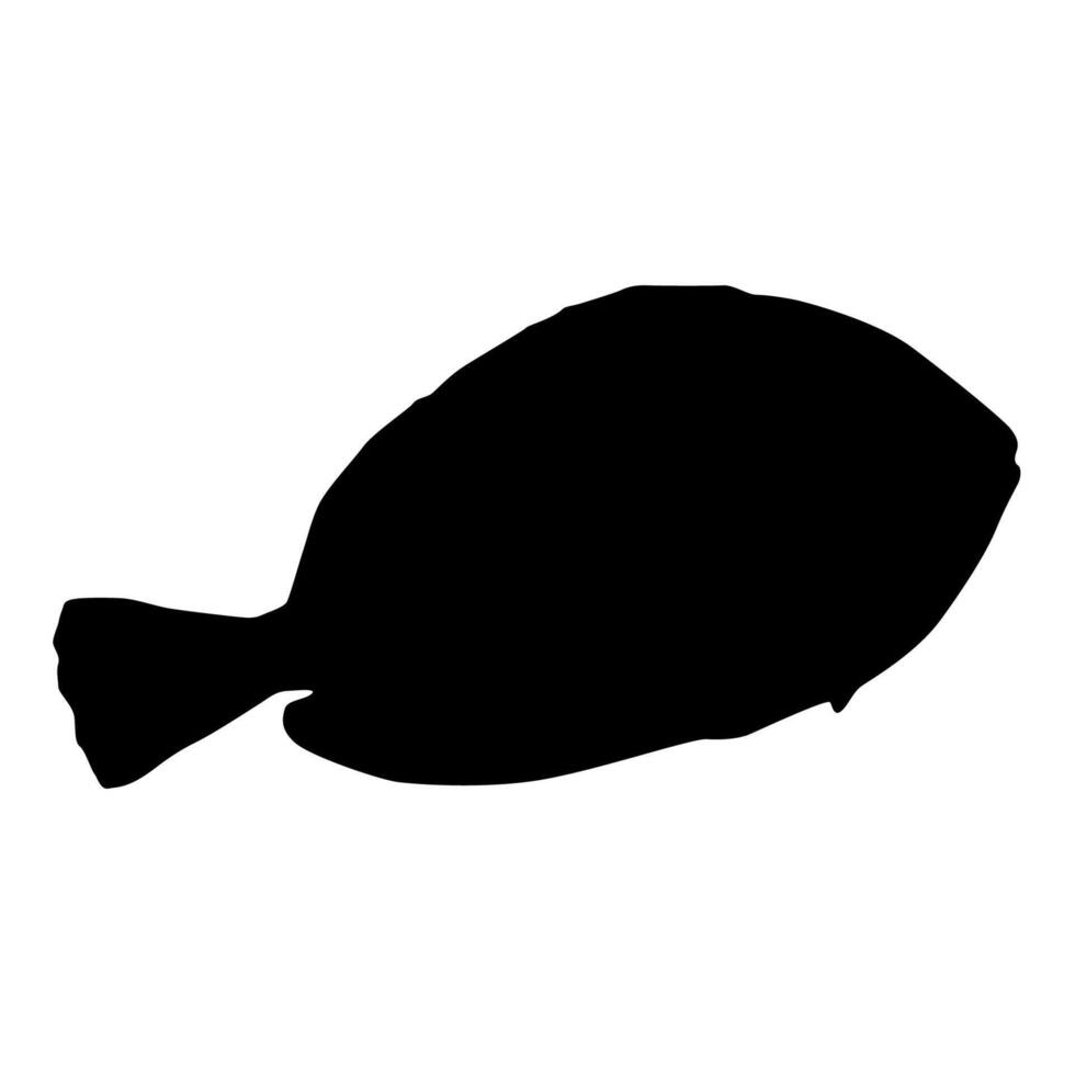 Surgeon fish black silhouette. Isolated object. Marine animal. White background. illustration clipart. Side view. vector