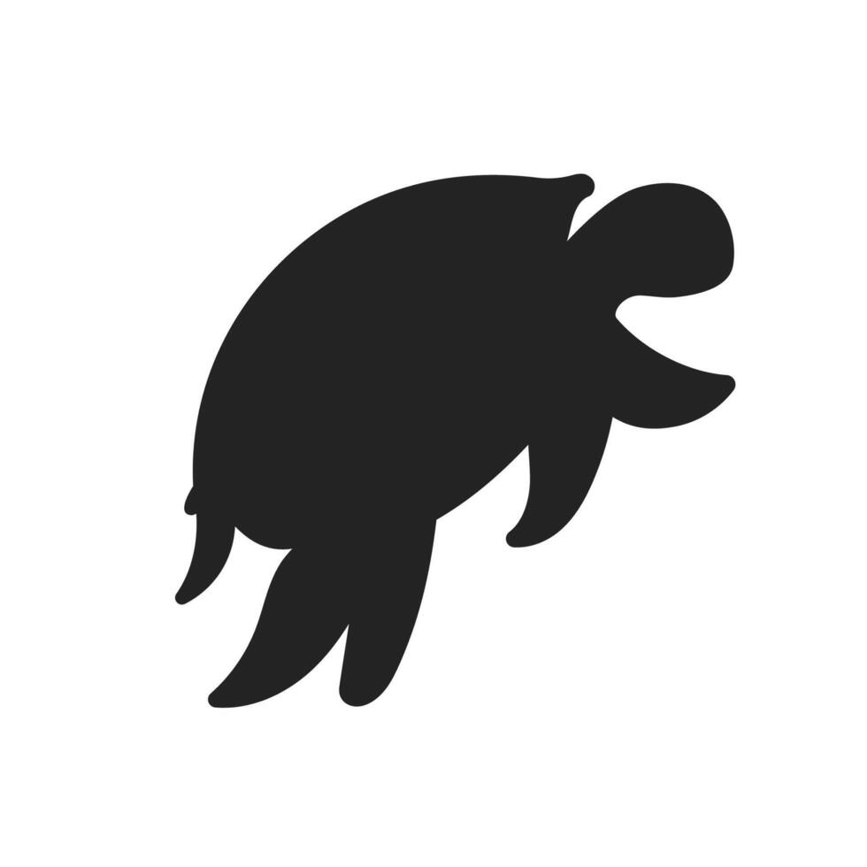 Black isolated silhouette of a sea turtle on a white background. Side view. Stock Clipart EPS 10. Chelonia, Eretmochelys, Natator vector