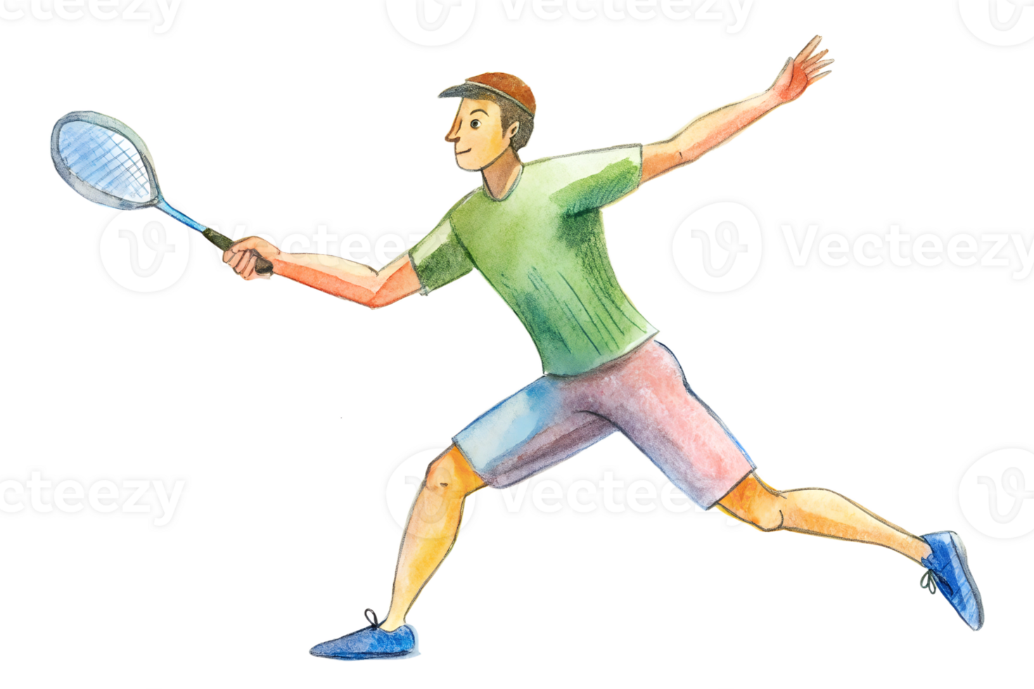 hand drawn a man player of Badminton png