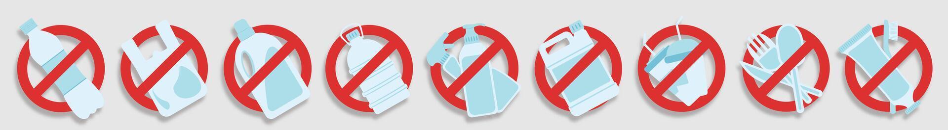 SET POSTERS SAY NO TO PLASTIC POLLUTION vector