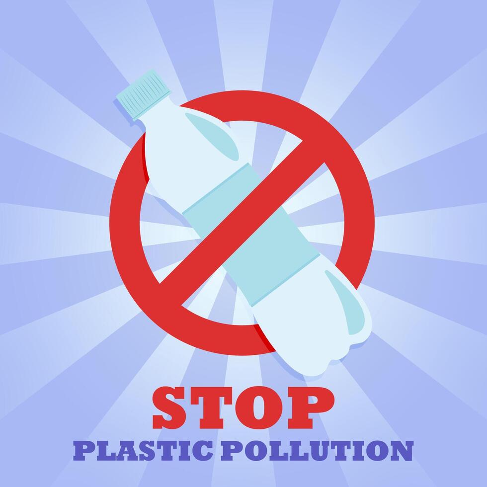 Plastic bottle 0.5. Prohibition sign. No symbol. Banner. Stop plastic pollution vector