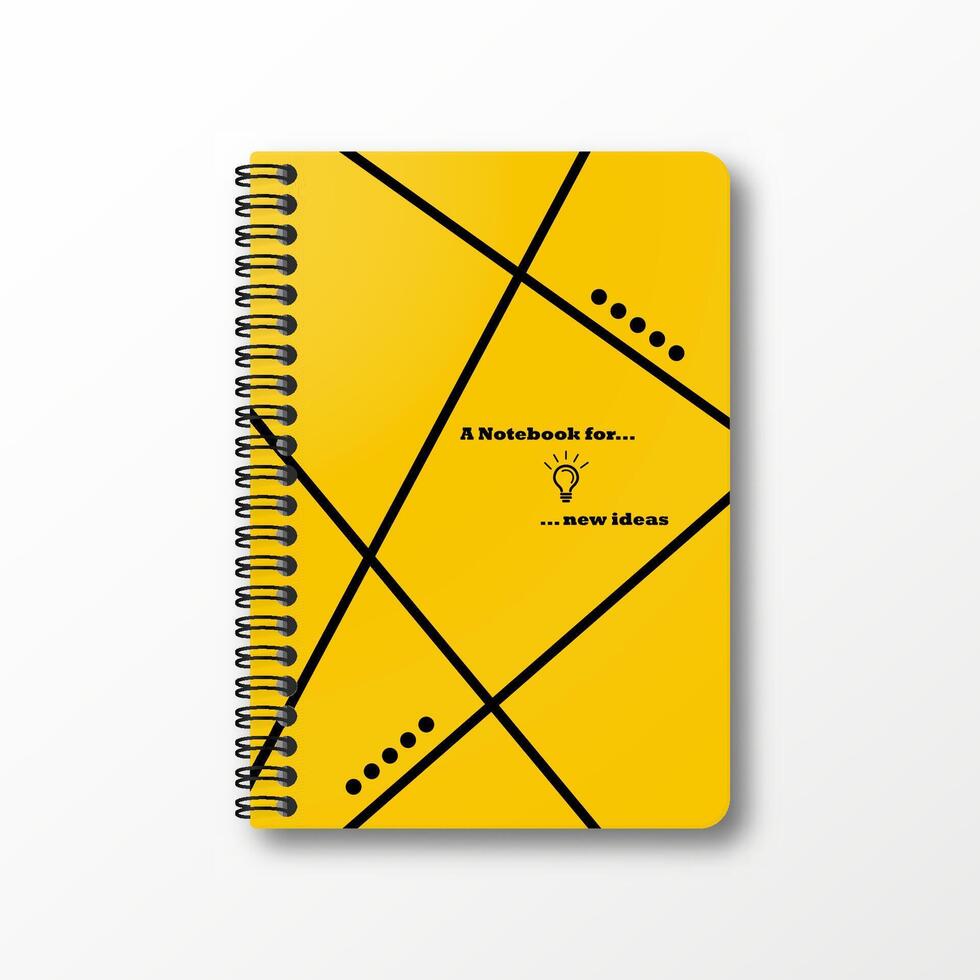 Yellow notepad with a spiral spring on a white isolated background. Corporate style yellow notepad mockup with shadow. illustration. Realism 3d. School book for notes. vector