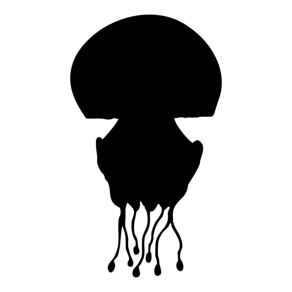 Black isolated silhouette of a sea jellyfish on a white background. Side view. Stock Graphics EPS 10. vector
