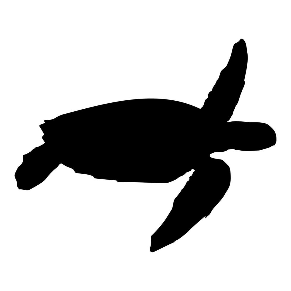 Black isolated silhouette of a sea turtle on a white background. Side view. Stock Clipart EPS 10. Chelonia, Eretmochelys, Natator vector