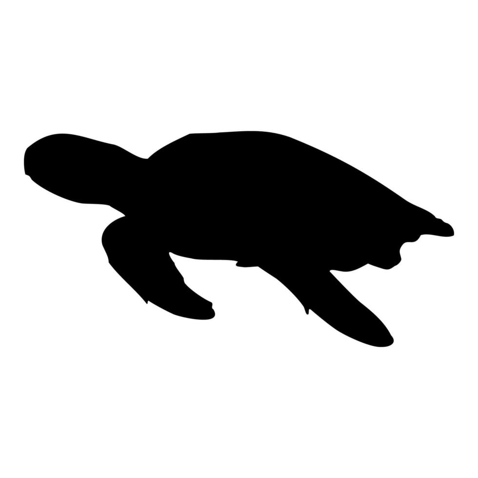 Black isolated silhouette of a sea turtle on a white background. Side view. Stock Clipart EPS 10. Chelonia, Eretmochelys, Natator vector