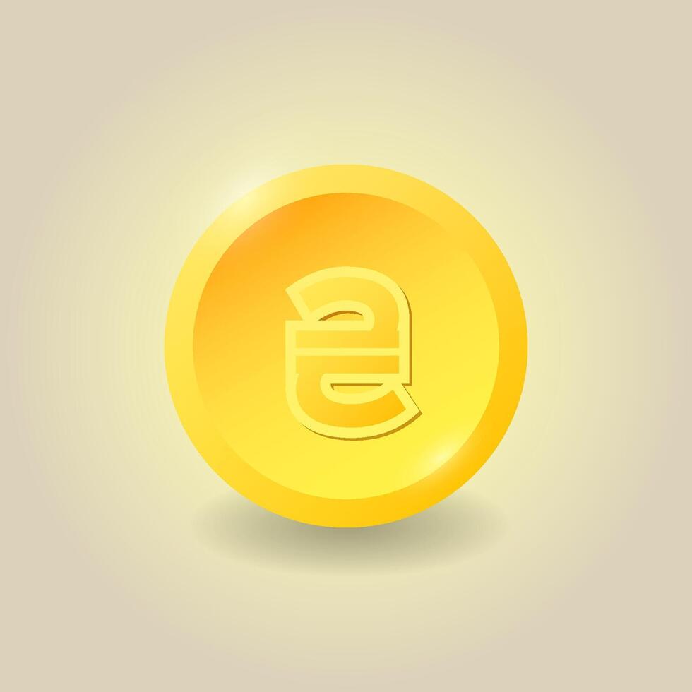 Hryvnia sign golden coin. Ukrainian currency. clipart illustration. vector