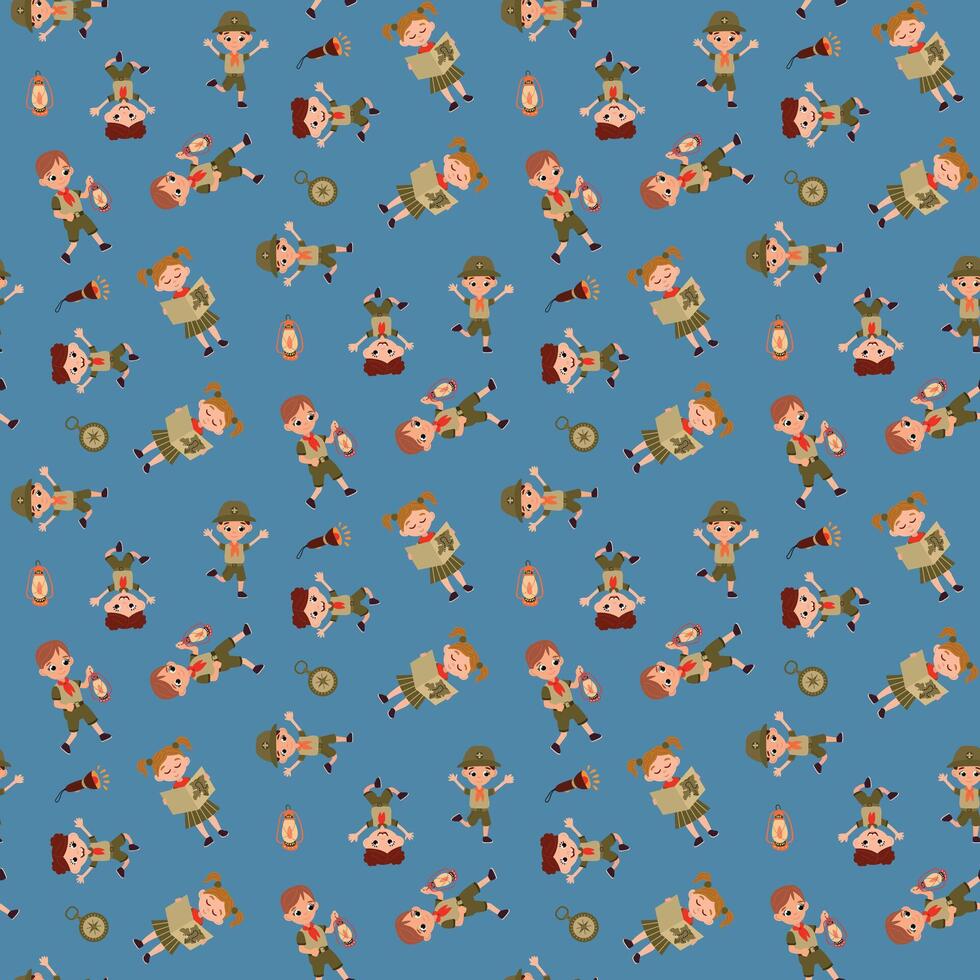 Seamless pattern with scouts. Design for fabric, textile, wallpaper, packaging vector