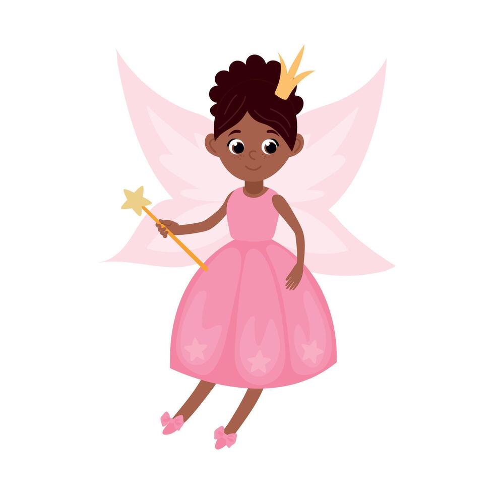 Cute fairy with a magic wand vector