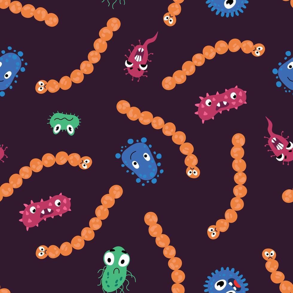 Seamless pattern with bacteria. Design for fabric, textile, wallpaper, packaging vector