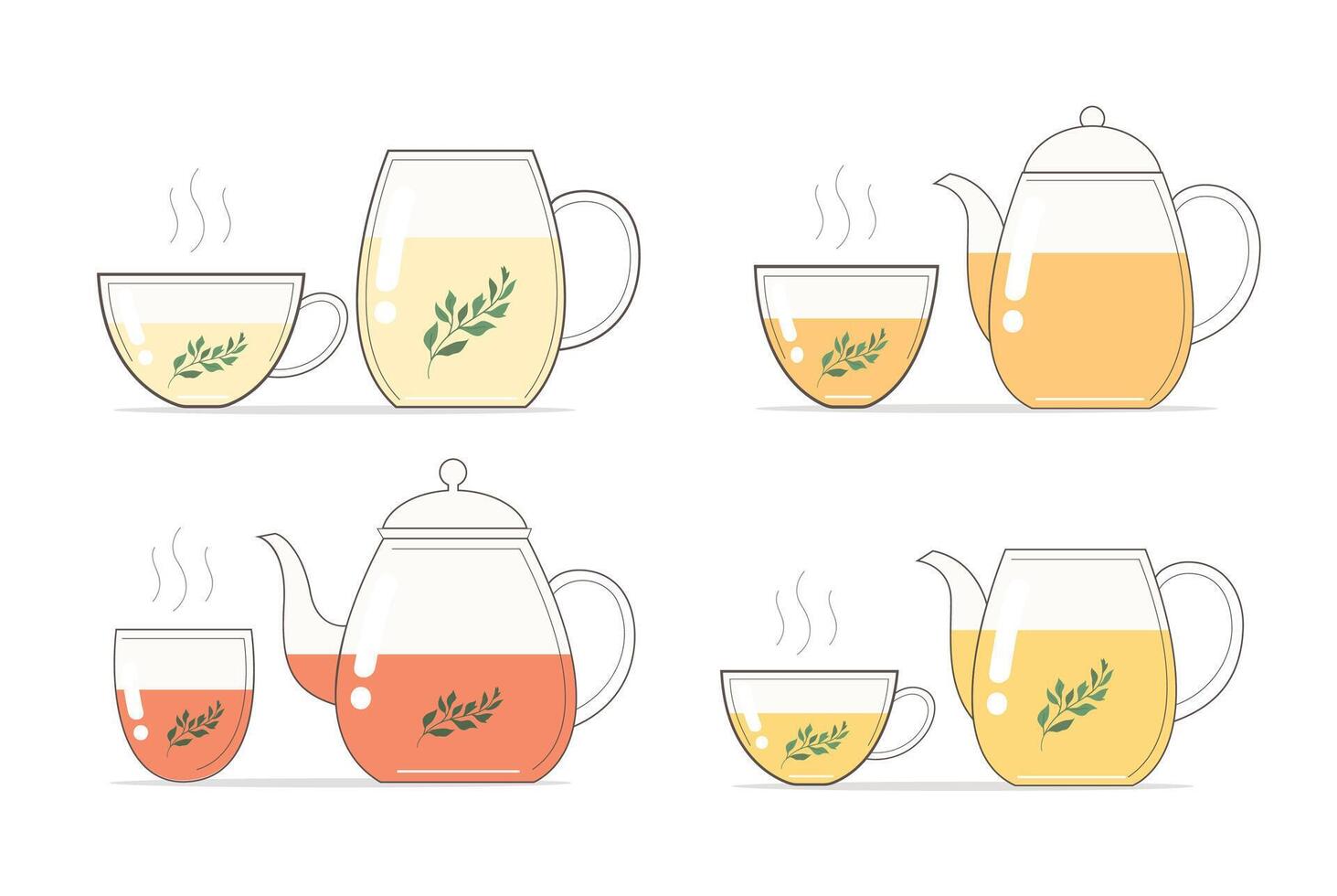 Glass teapot and cup vector