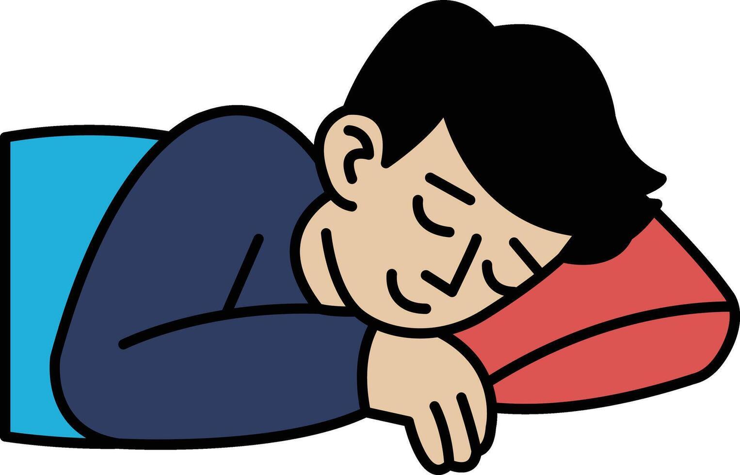 A cartoon man is sleeping on a pillow vector