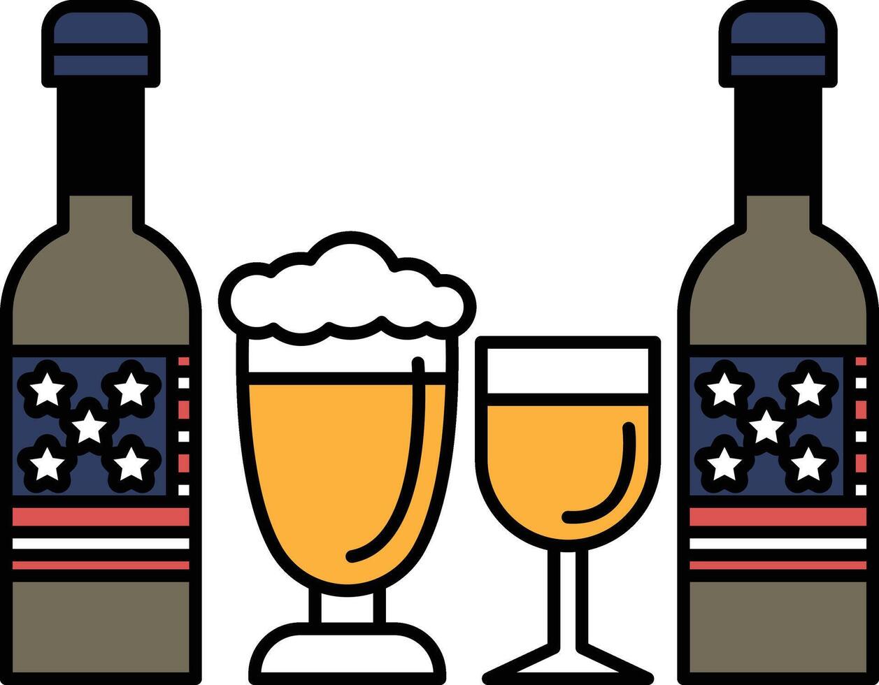 A bottle of beer and a glass of beer are shown next to each other vector