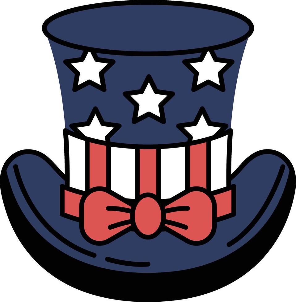A patriotic hat with a red, white and blue bow and five stars vector
