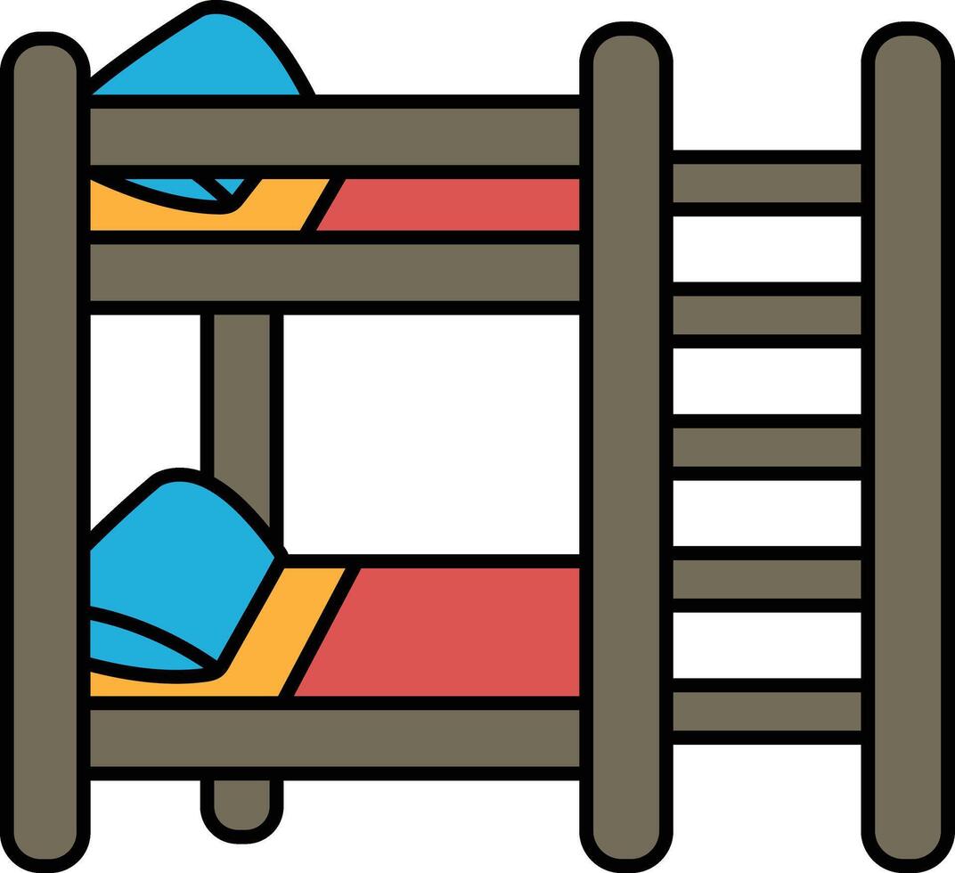 A cartoon bed with a blue pillow and a red blanket vector