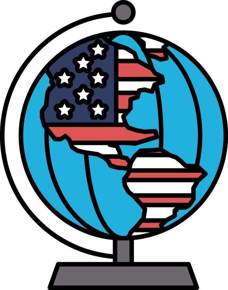 A globe with the United States of America on it vector