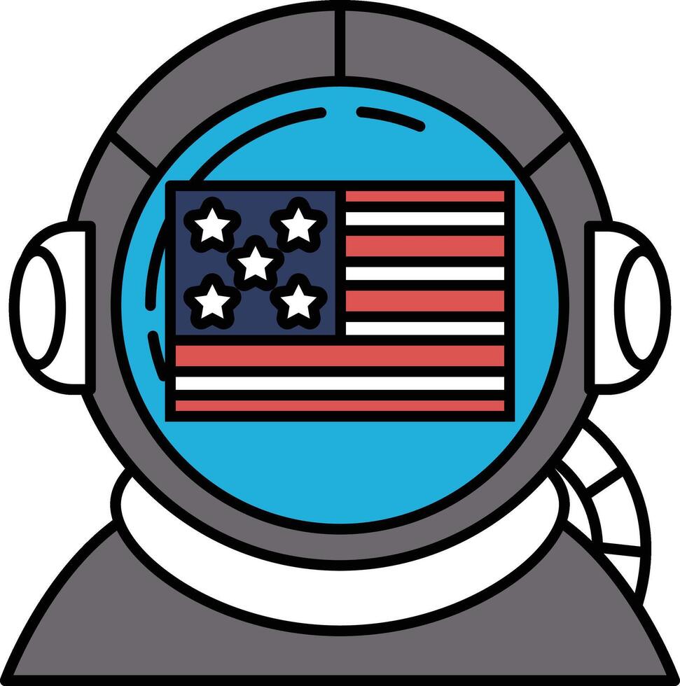 A cartoon astronaut with a blue helmet and a red, white vector