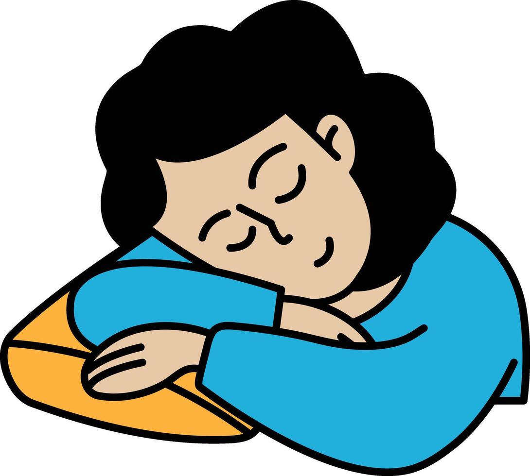 A woman is sleeping with a pillow on her head vector