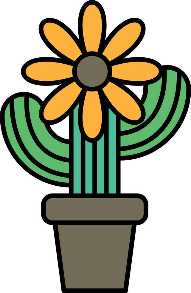 A cartoon drawing of a yellow flower in a pot vector